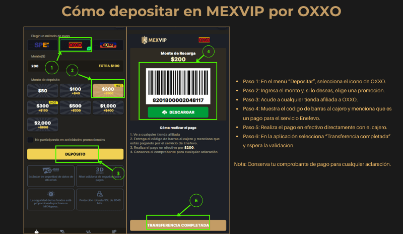 Instrucciones Retirar Y Depositar Dinero En MexVIP Casino Detalles 4 Cómo depositar en MexVIP por OXXO